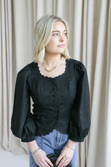 Claudia Scallop Blouse-Black