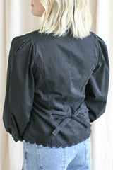 Claudia Scallop Blouse-Black