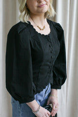 Claudia Scallop Blouse-Black