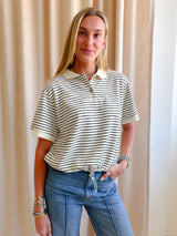 Camila Stripe Polo - Cream