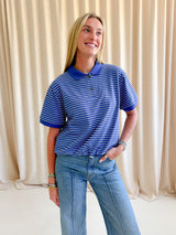 Camila Stripe Polo - Blue