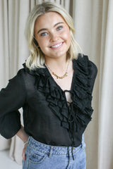Rachelle Ruffle Blouse - Black