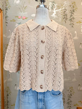 Esther Crocheted Cardigan- Camel