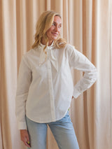 Tie Neck Button Up- White