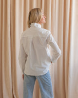 Tie Neck Button Up- White