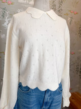 Sophia Scalloped Sweater - Cream