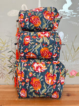 Maison de Frédéric Cosmetic Bag Set- Orange/Dark Teal