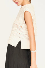 Mirth Ladderstitch Knit Vest in Cream
