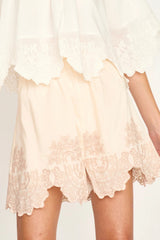Mirth Paris Short in Tan Lotus Eyelet
