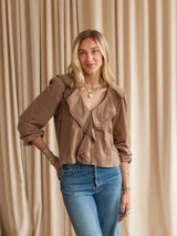 Gigi Cotton Blouse- Brown