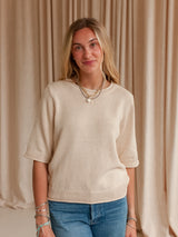 Rolled Hem Short Sleeve - Oatmeal