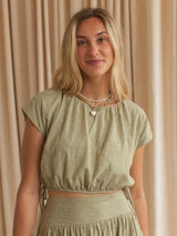 Gabbie Dot Cropped Top - Olive