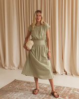 Gabbie Dot Midi Skirt - Olive