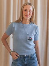 April Floral Knit- Sky