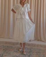 Embroidered Bow Skirt Set