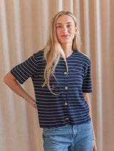 Ava Striped Knit- Navy