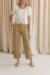 Allie Barrel Leg Pants- Khaki