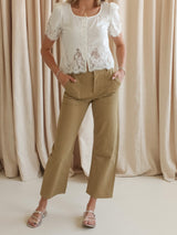 Allie Barrel Leg Pants- Khaki