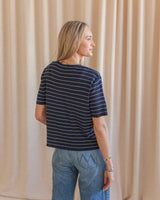 Ava Striped Knit- Navy