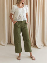 Allie Barrel Leg Pants- Olive