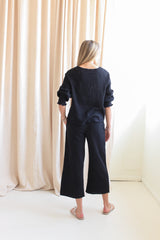 Zoe Smocked Pant- Black