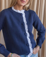 Addie Ruffle Knit Cardigan - Navy