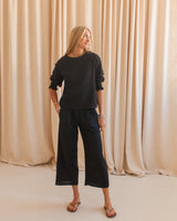 Zoe Peasant Blouse- Black