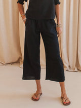 Zoe Smocked Pant- Black