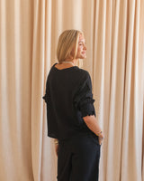 Zoe Peasant Blouse- Black
