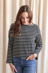 Shelly Stripe Top- White Stripe