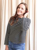 Shelly Stripe Top- White Stripe
