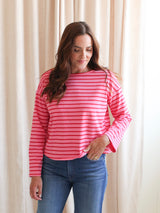 Shelly Stripe Top-Pink