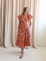 Ulla Johnson Darya Drop Waist Midi Dress - Coral Peony