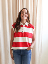 Avery Red Stripe Polo
