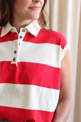 Avery Red Stripe Polo