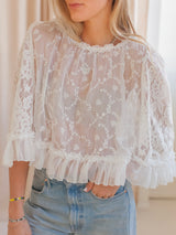 Lace Cape Blouse - White