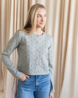 Mila Pointelle Cardigan- Grey