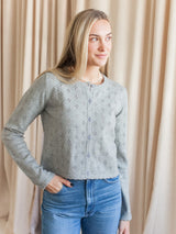 Mila Pointelle Cardigan- Grey