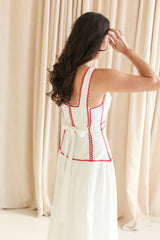 Adeline RicRac Midi Dress - Red