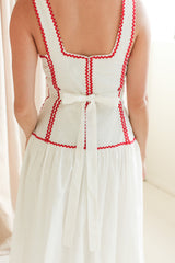 Adeline RicRac Midi Dress - Red