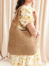 Margot Woven Tote - Brown