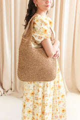 Margot Woven Tote - Brown