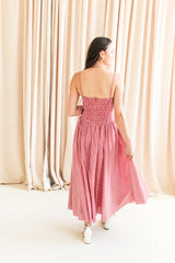 Emery Gingham Midi Dress - Red