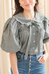 Katherine Scalloped Blouse - Black