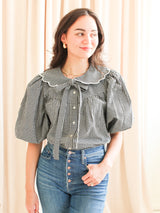 Katherine Scalloped Blouse - Black