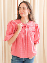 Katherine Scalloped Blouse - Red