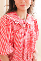 Katherine Scalloped Blouse - Red
