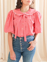 Katherine Scalloped Blouse - Red