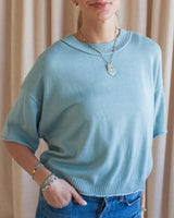 Lilliana Short Sleeve Knit- Sky