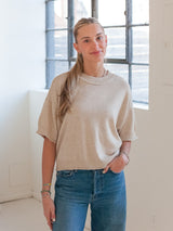 Lilliana Short Sleeve Knit- Oatmeal